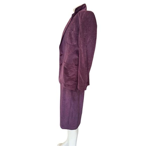 Vintage women’s 3 pc set blazer skirt pants Small deep purple velvet suede glam - Picture 5 of 7